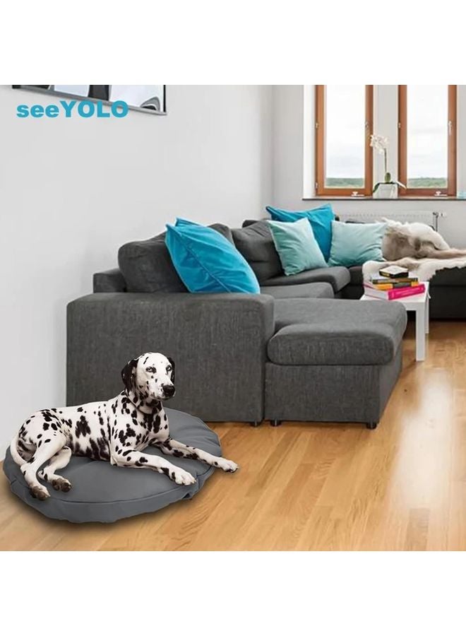 Gray Round Dog Bed Cover Machine Washable Scratch Resistant Mattress Protector 30x30x8 Inch - Image 5